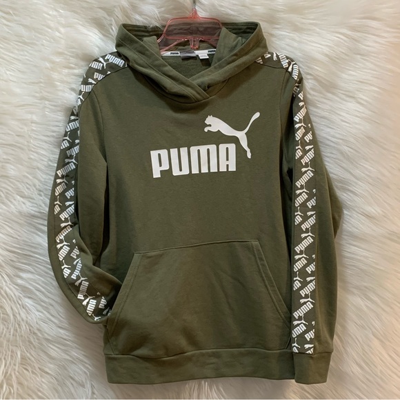 Puma Tops - PUMA Hoodie Olive green Pouch Picket Logo image and sleeve detail Medium NWOT